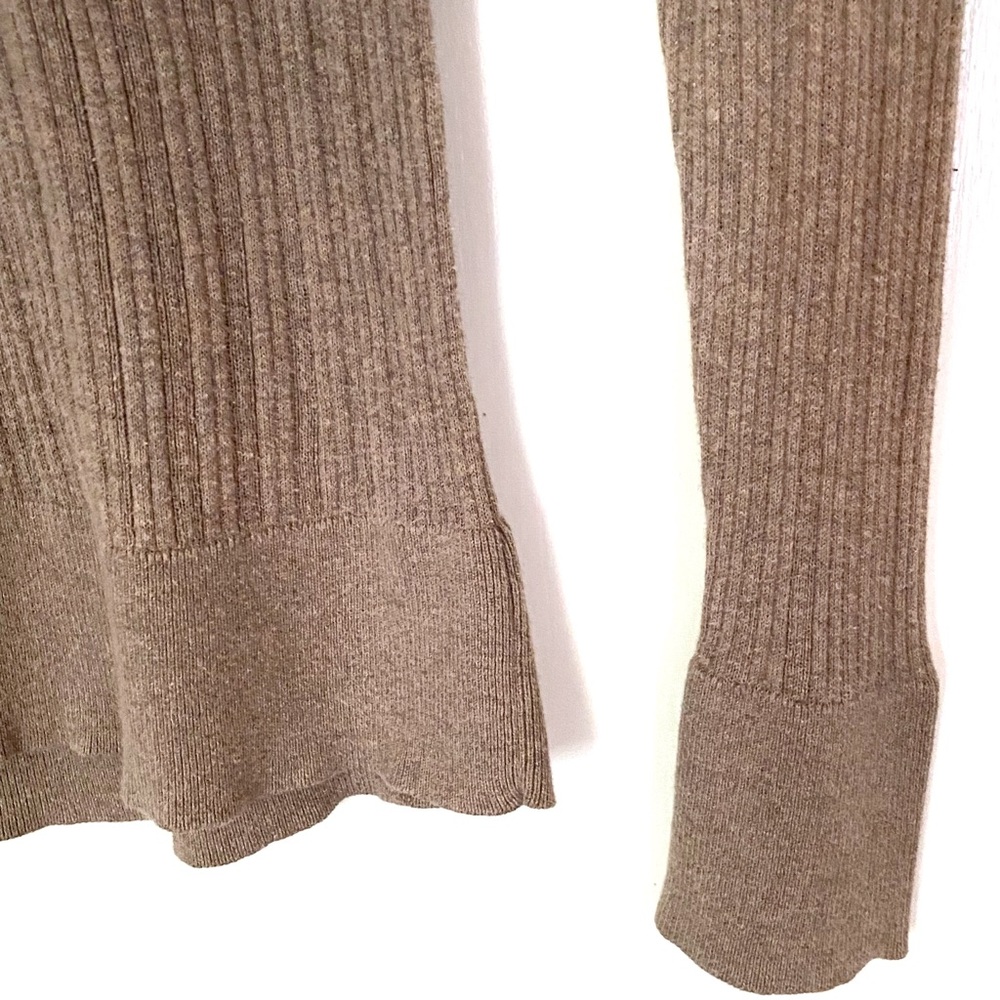 Mossimo Ribbed Henley Sweater Tan Brown Long Sleeve Knit Top Preppy Popover L - Picture 6 of 16